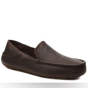 UGG Australia Hunley Dark Brown Leather Loafers Size 9